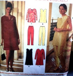 7244 PULLOVER TUNIC,DRESS SLVS OR NOT,PANTS PATTERN 10-14